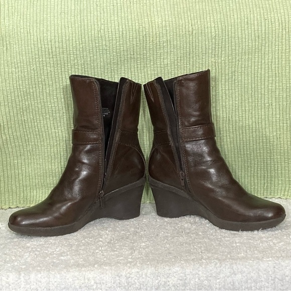Marc Fisher Womens Ventura Brown Leather Mid Zip Wedge Boots Shoes - Size 6.5M - Picture 7 of 13